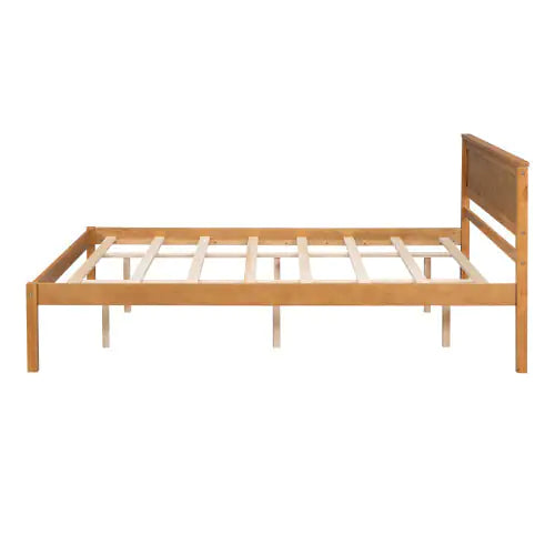 Oak Queen Platform Bed with Headboard