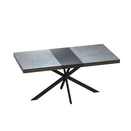 Modern Expandable Dark Grey Dining Table with Storage