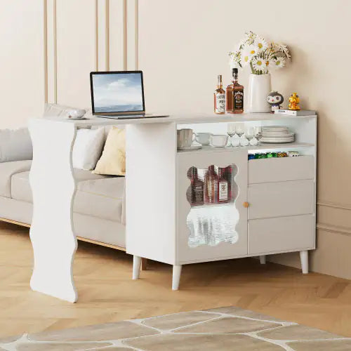 LED Modern Farmhouse Sideboard Buffet Cabinet