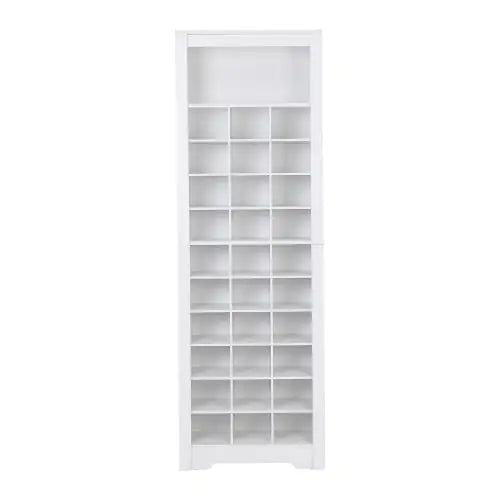 Elegant 30-Pair White Shoe Organizer Cabinet