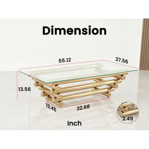 Gold & Glass Rectangular Coffee Table