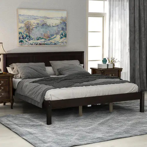 Espresso Queen Platform Bed with Headboard