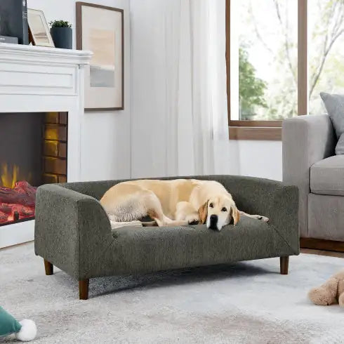 Pet Sofa With Backrest And Armrests, Modern Rectangular Pet Sofa Suitable For Medium And Large Dogs, Soft Cushion Comfortable Dog Sofa