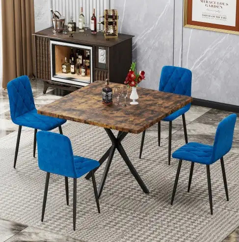 Square Dining Table, Mid Century Modern Square Dining Table For 4-6 Person, Coffee Table For Kitchen Dining Room, Office, Save Space