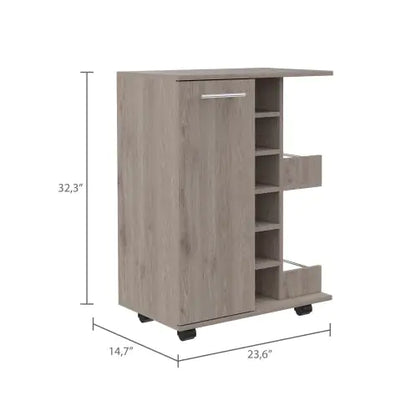 Carrello bar Oak Mobile da 6 bottiglie con ripiani