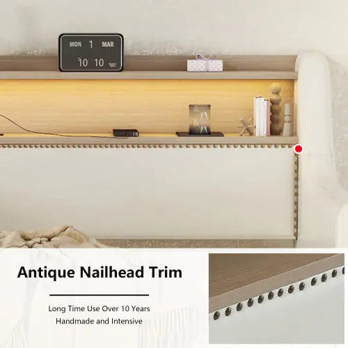 Twin Upholstered Daybed with LED and Charging Hub