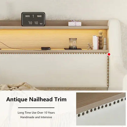 Twin Upholstered Daybed with LED and Charging Hub