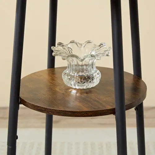 Three-Piece Round Dining Table Set with Storage & Upholstered Bar Chairs