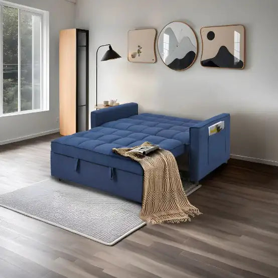 Chic Blue Convertible Sofa Bed