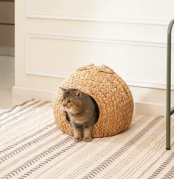 Rattan Nest Round Cat Bed