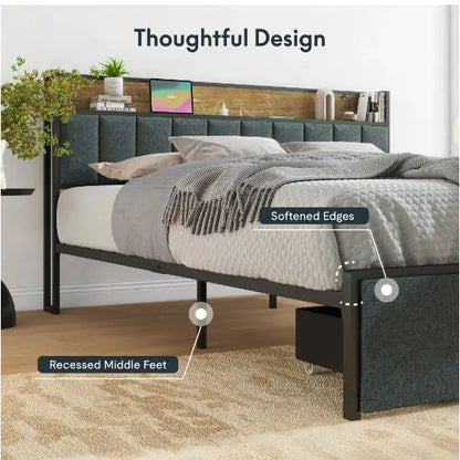 Charging Tech Telaio per letto completo con LED e contenitore