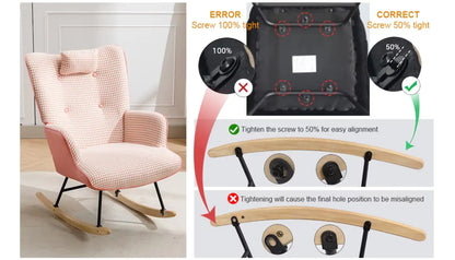 Soft Houndstooth Fabric Rocking Chair For The Baby Room