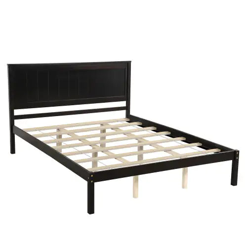 Espresso Queen Platform Bed with Headboard