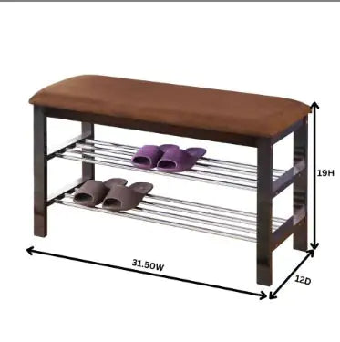 Wood Shoe Bench with Chocolate Microfiber Seat