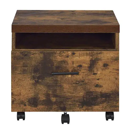 Archivador de 1 cajón en roble desgastado y negro