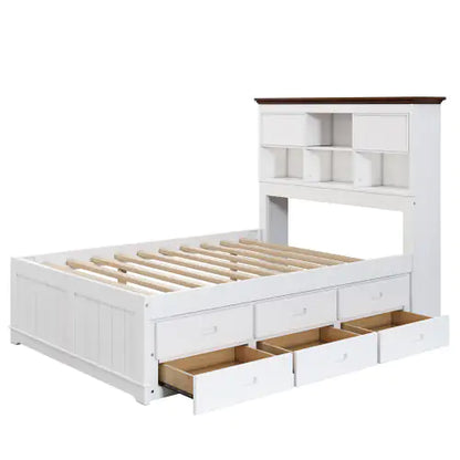 Solid Pine Captain Bookcase Bed