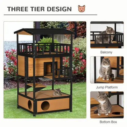 PawHut Wooden Outdoor Cat House