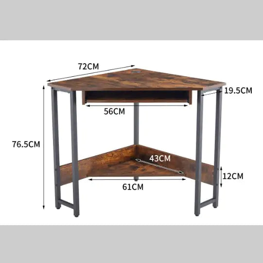Compact Corner Desk with Keyboard Tray and Shelves