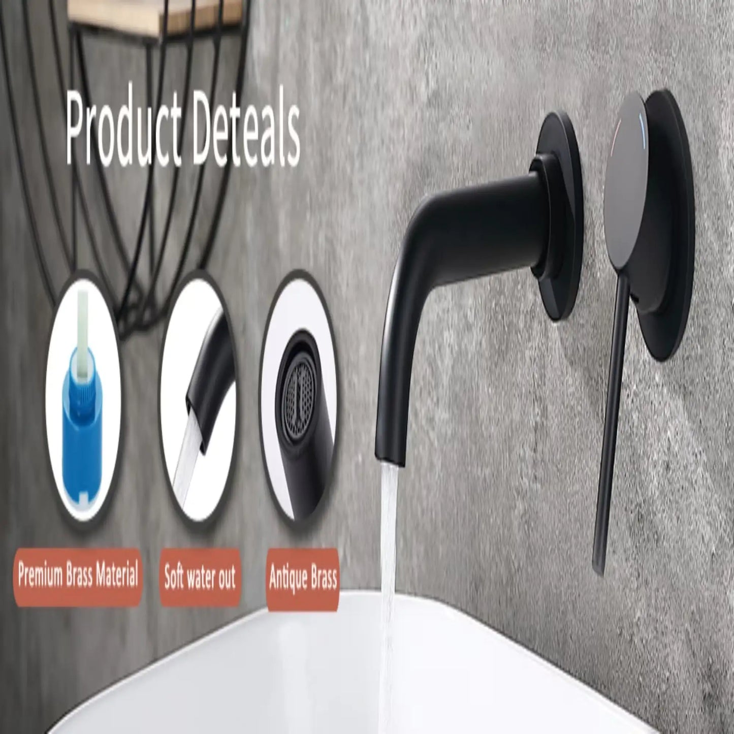 Wall-Mounted Faucet for Bathroom Sink or Bathtub