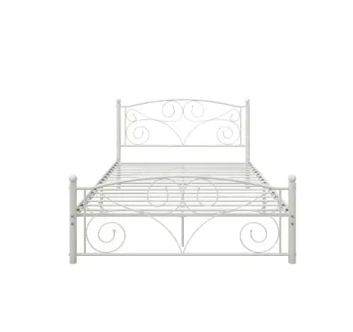 Queen Size Unique Flower Sturdy System Metal Bed Frame With Headboard And Footboard