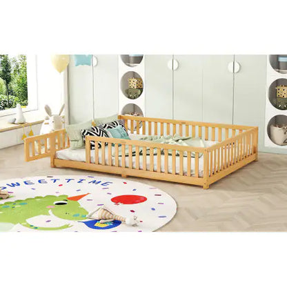 Bed With Safety Guardrails And Door For Kids