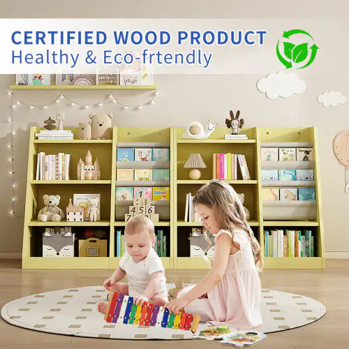 Yellow Wooden Toy Storage Organizer
