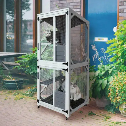 Luxury 30.7” Wooden Outdoor Cat House