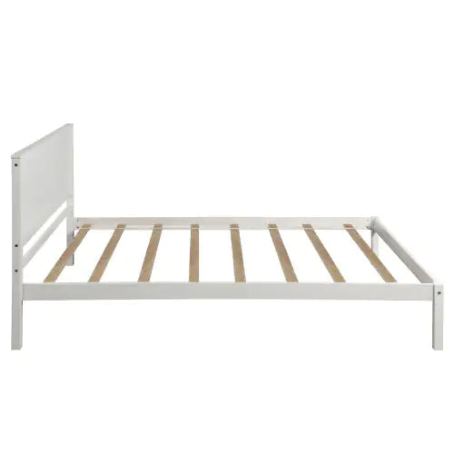 Platform Bed Frame With Headboard, Wood Slat Support, No Box Spring Needed,Twin, White