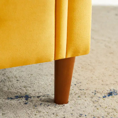 Yellow Linen Storage Ottoman