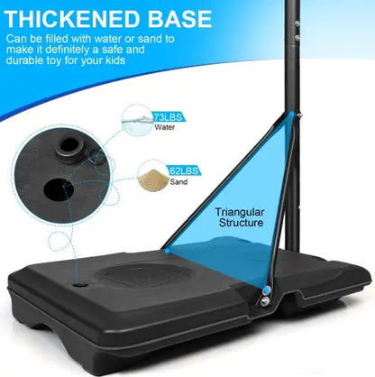 Portable Basketball Goal System With Stable Base And Wheels