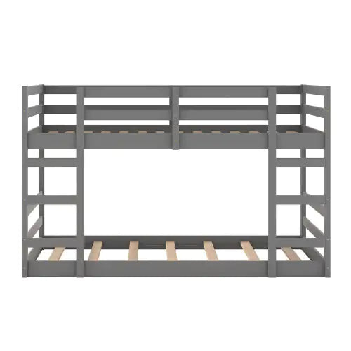 Twin Over Twin Bunk Bed With Ladder, Gray