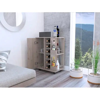 Carrello bar Oak Mobile da 6 bottiglie con ripiani
