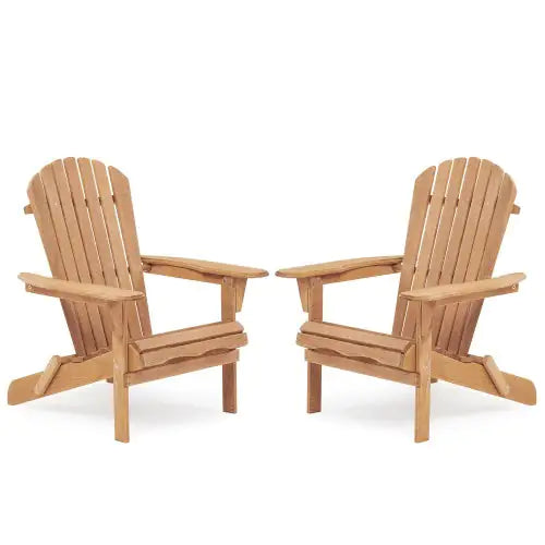 Wooden Outdoor Folding Adirondack Chair – Set of 2