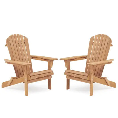 Wooden Outdoor Folding Adirondack Chair – Set of 2