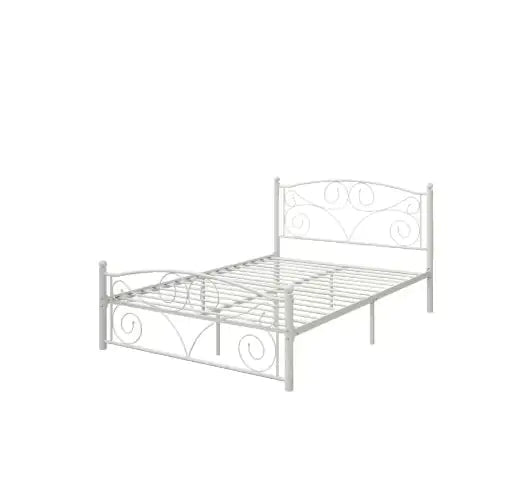 Queen Size Unique Flower Sturdy System Metal Bed Frame With Headboard And Footboard