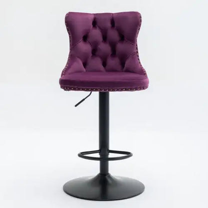 Swivel Velvet Barstools Adjusatble Seat - Set Of 2