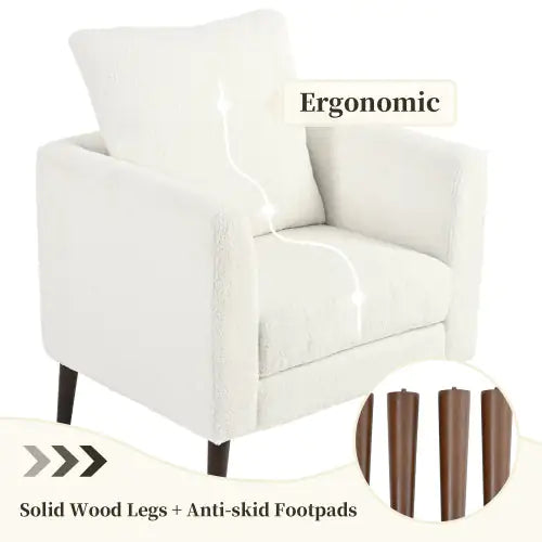 Solid Wood Leg Fabric Armchair