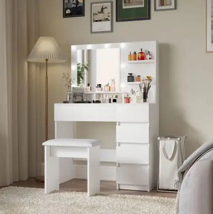 Vanity Makeup Desk Set with Mirror & Light