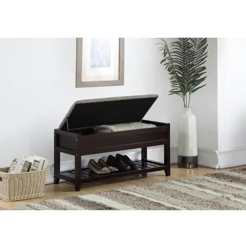 Espresso Entryway Bench with Shoe Storage