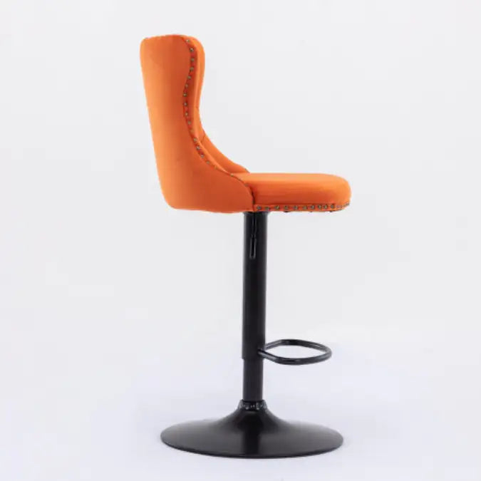 Swivel Velvet Barstools Adjusatble Seat Height From 25-33 Inch Orange,Set Of 2