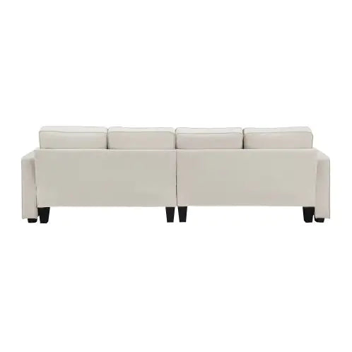 Linen Fabric Modern Sofa with Side Storage & Pillows