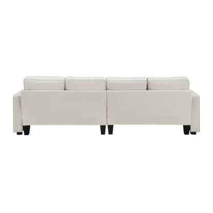Linen Fabric Modern Sofa with Side Storage & Pillows