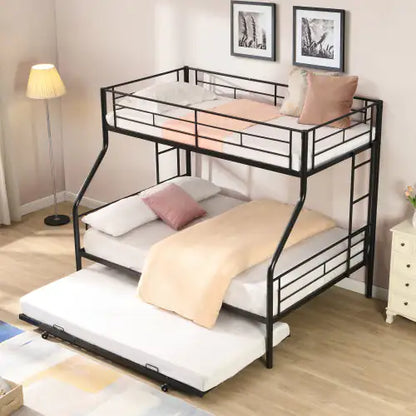 Twin Over Full Metal Bunk Bed with Trundle