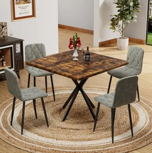 Square Dining Table, Mid Century Modern Square Dining Table For 4-6 Person, Coffee Table For Kitchen Dining Room, Office, Save Space