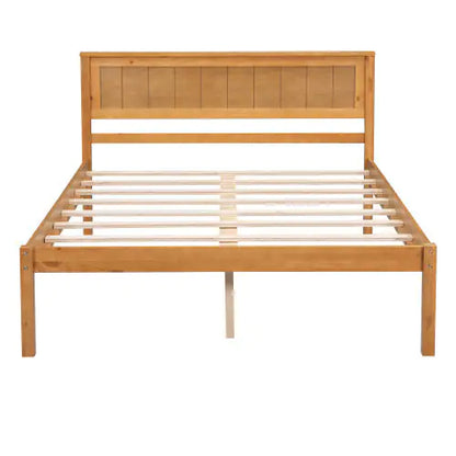 Oak Full Platform Bed with Headboard