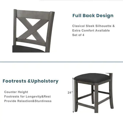 TOPMAX 5-Piece Gray Farmhouse Dining Ensemble