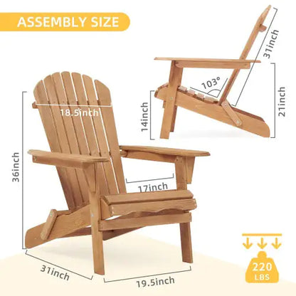 Wooden Outdoor Folding Adirondack Chair – Set of 2
