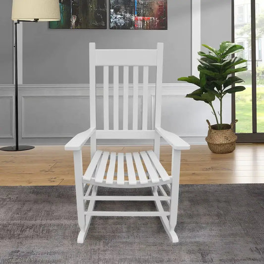 White Wooden Porch Rocker Chair