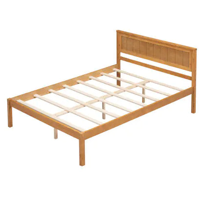 Oak Full Platform Bed with Headboard
