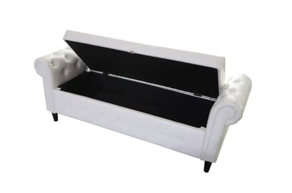 Pouf contenitore in pelle bianca